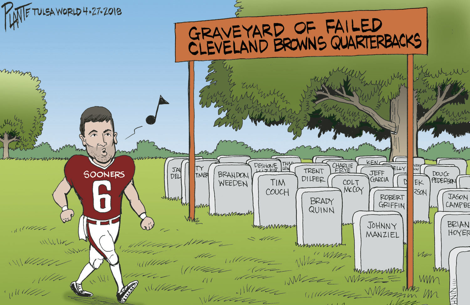 Bruce Plante Cartoon: Baker Mayfield goes to Cleveland